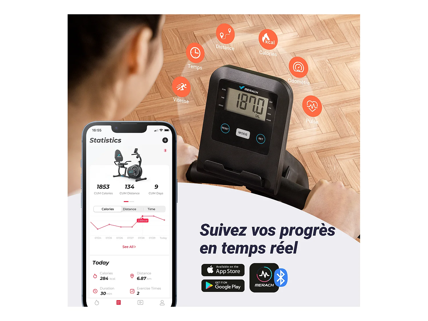 Liegeergometer für Zuhause – 8 Widerstandsstufen, leise & komfortabel, App & Herzfrequenzsensoren, LCD-Monitor, verstellbare Rückenlehne, bis 136 kg