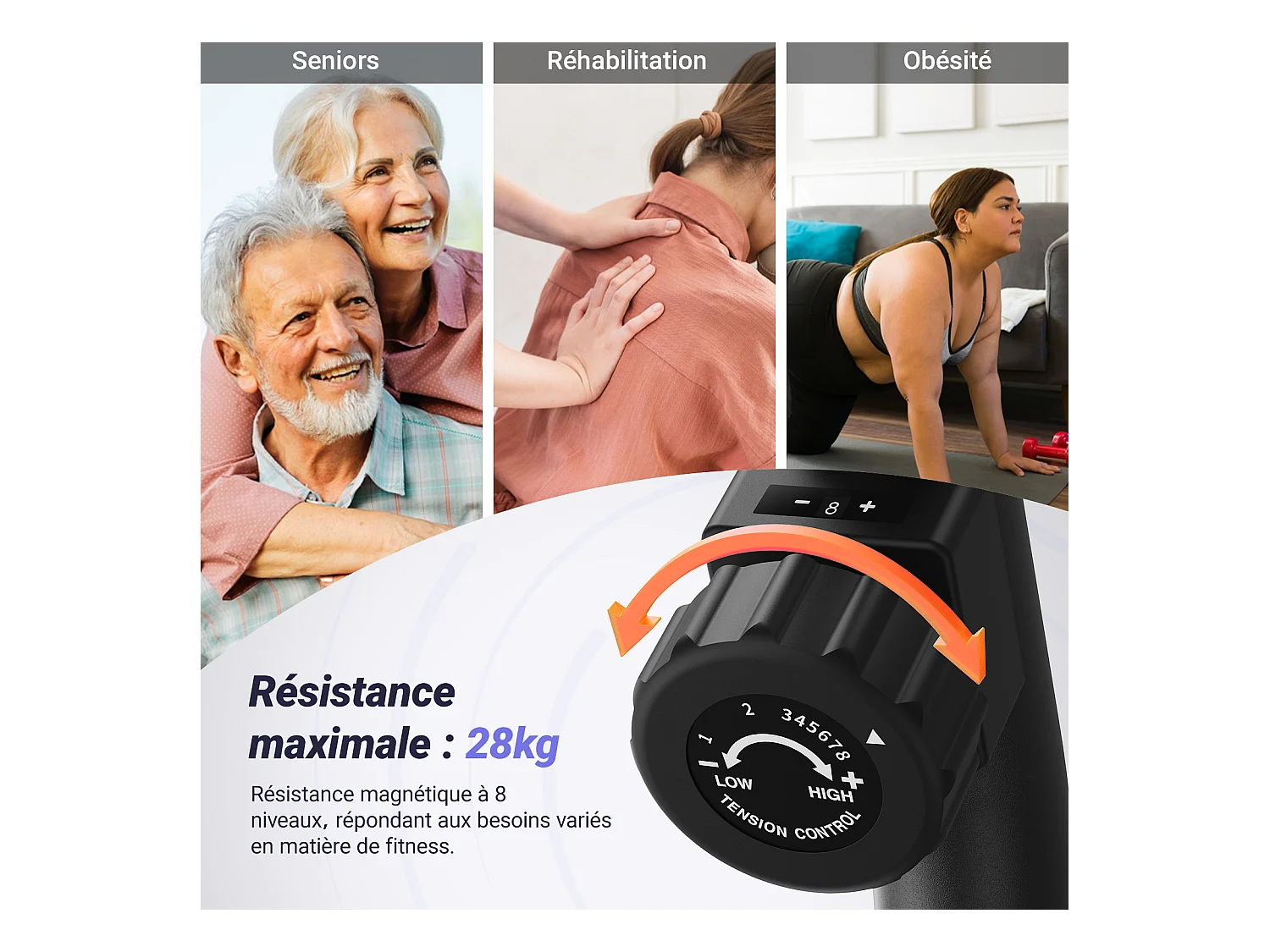 Liegeergometer für Zuhause – 8 Widerstandsstufen, leise & komfortabel, App & Herzfrequenzsensoren, LCD-Monitor, verstellbare Rückenlehne, bis 136 kg