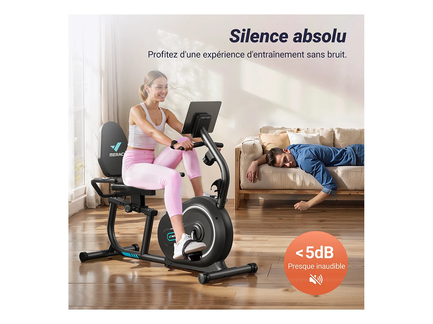 Liegeergometer für Zuhause – 8 Widerstandsstufen, leise & komfortabel, App & Herzfrequenzsensoren, LCD-Monitor, verstellbare Rückenlehne, bis 136 kg