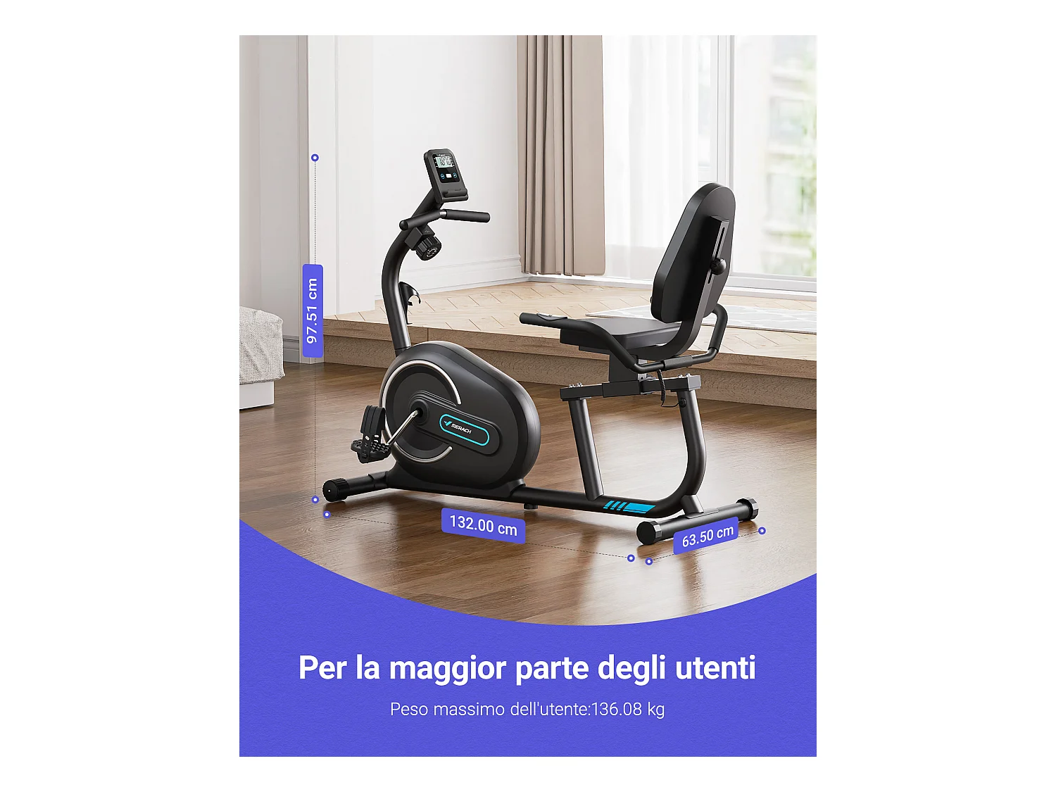 Liegeergometer für Zuhause – 8 Widerstandsstufen, leise & komfortabel, App & Herzfrequenzsensoren, LCD-Monitor, verstellbare Rückenlehne, bis 136 kg