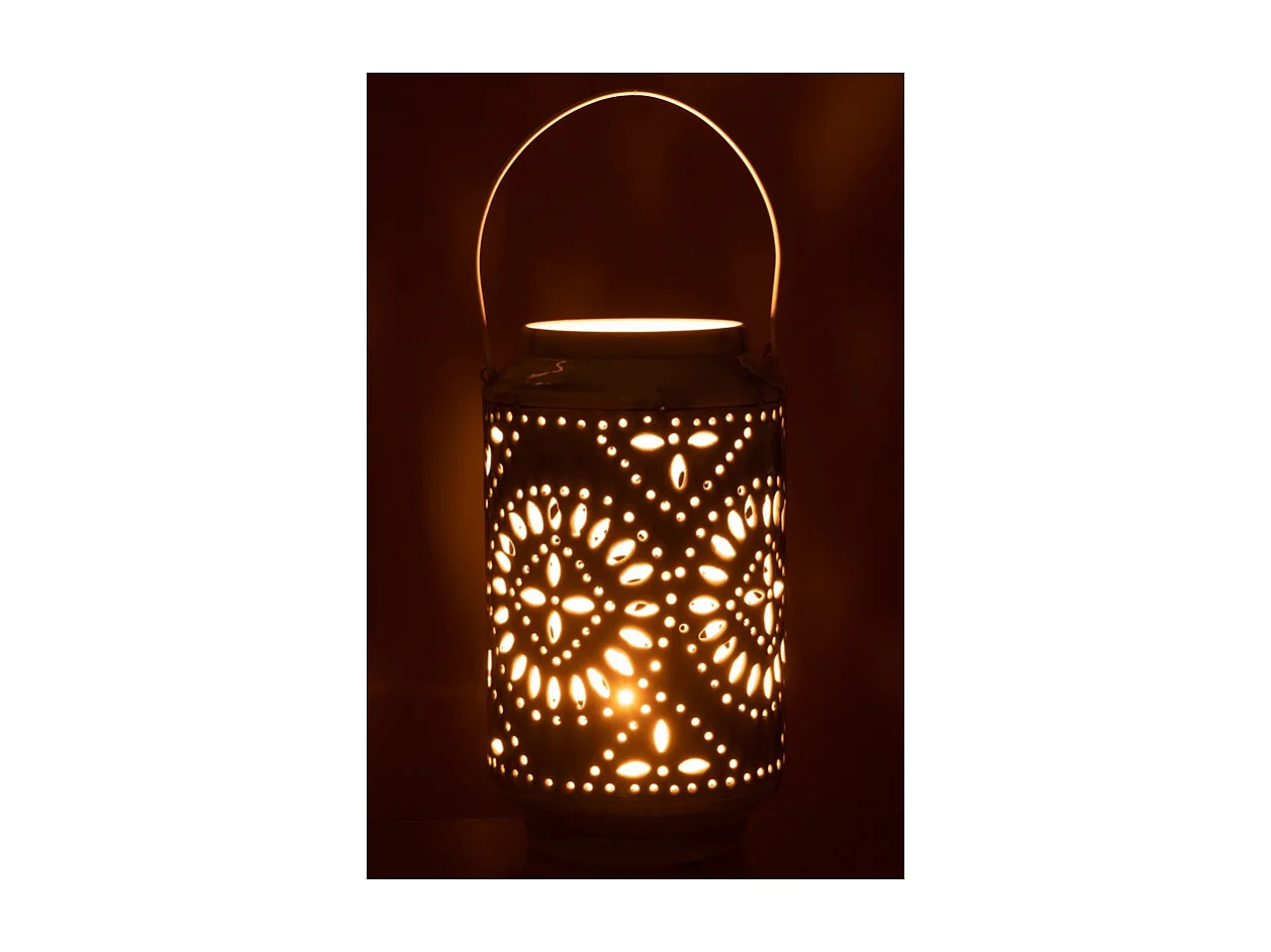 Lámpara alta perforada de hierro azul 17x17x30cm