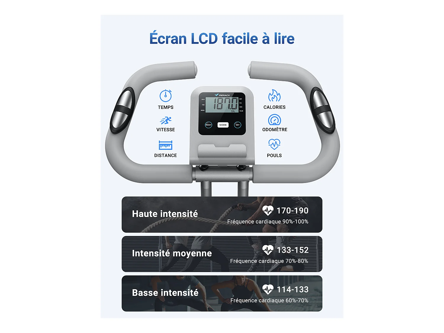 4-in-1 klappbarer Heimtrainer für Zuhause– magnetischer Ergometer mit 16 Stufen, LCD & Pulsmessung, Tabletständer, kompatibel Kinomap, bis 136 kg