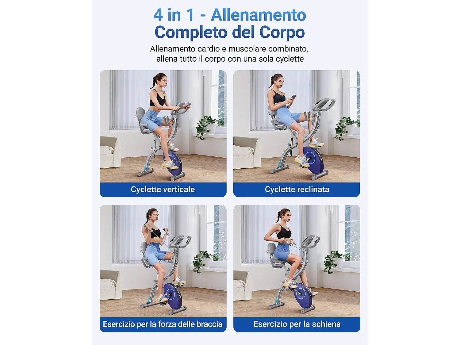 Vélo D'appartement 4 En 1 Pliable - Merach, 16 Niveaux De Résistance Magnétique, Compatible Kinomap & Zwift, Charge Max 136 kg