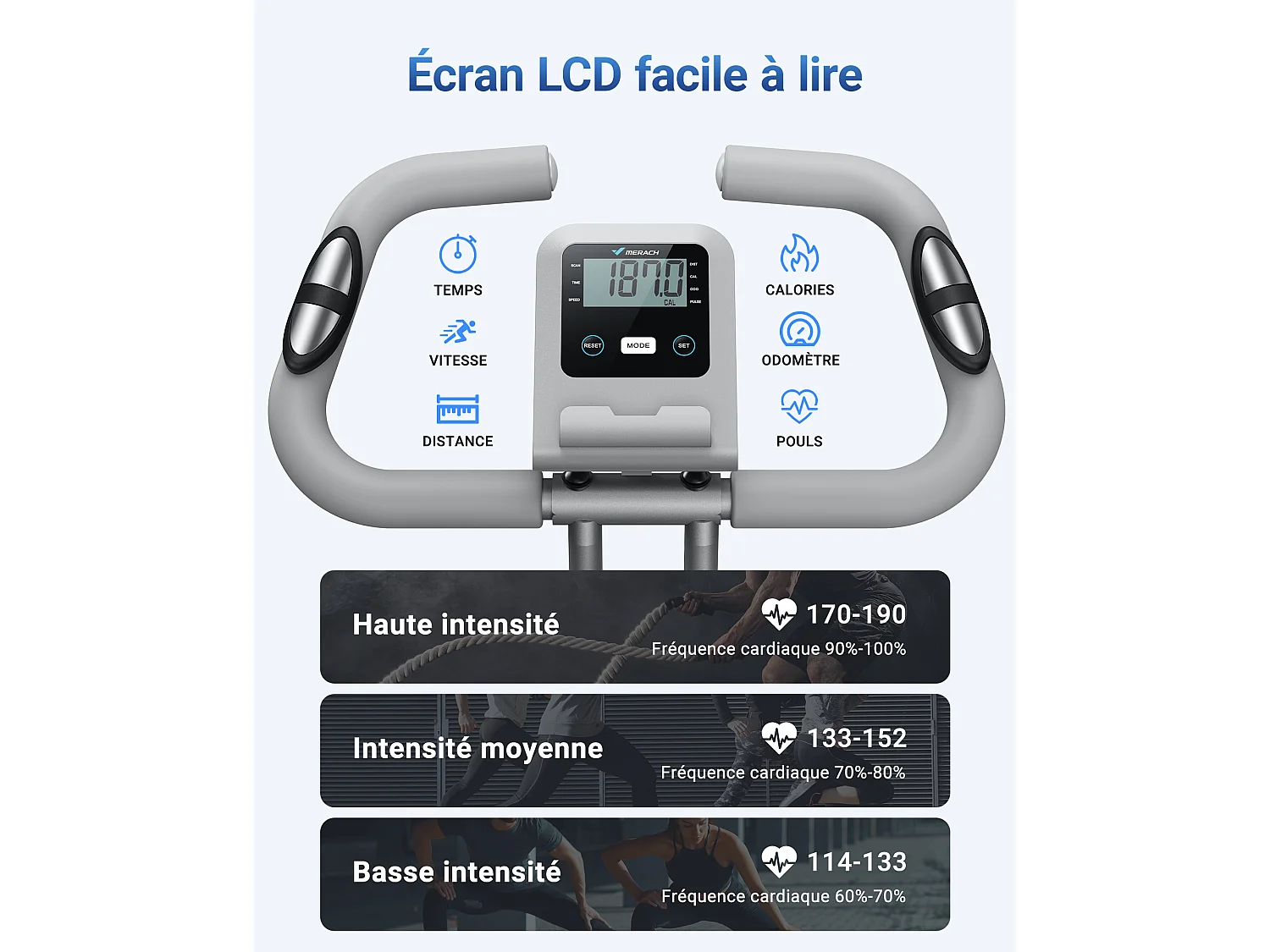 Cyclette da appartamento 4 in 1 pieghevole - Merach, 16 livelli di resistenza magnetica, compatibile Kinomap & Zwift, max carico 136 kg