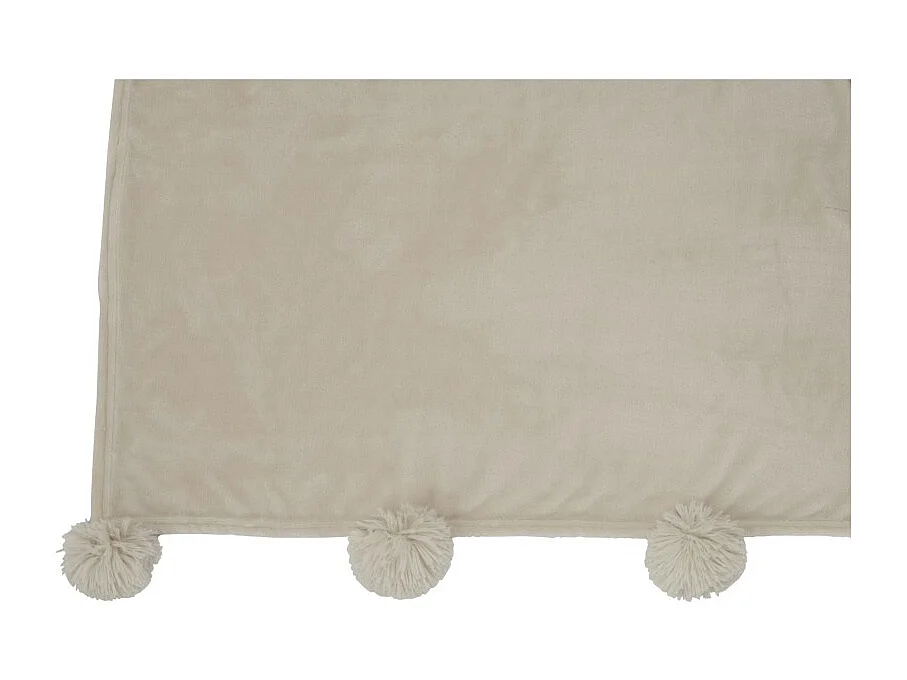Manta pompones poliéster beis/menta 170x130 cm