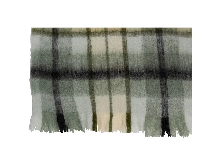 Cuadrícula de cuadros en acrílico y lana verde y blanco de 190x136cm