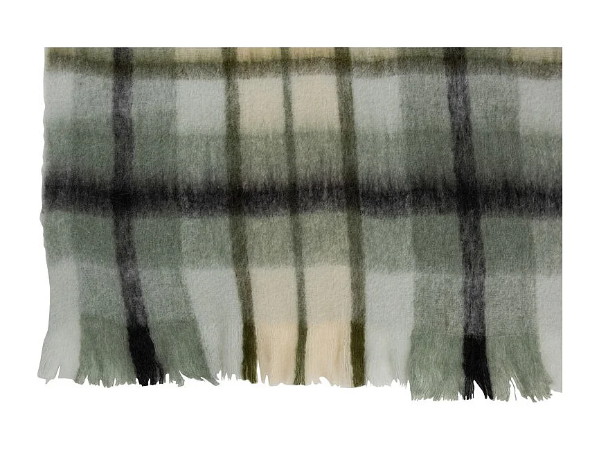 Cuadrícula de cuadros en acrílico y lana verde y blanco de 190x136cm