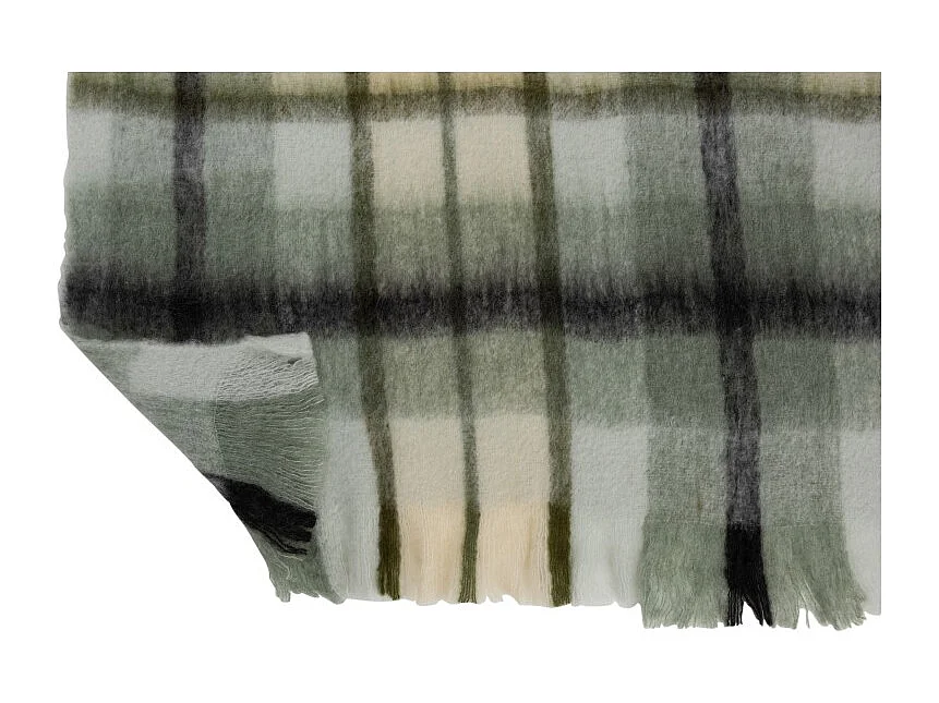 Cuadrícula de cuadros en acrílico y lana verde y blanco de 190x136cm