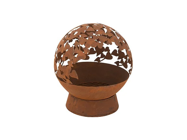 Brasero redondo decorativo con corazón de metal marrón de 47x47x58 cm