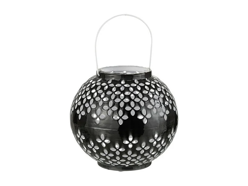 Lámpara de bola perforada de hierro negro 20x20x20cm