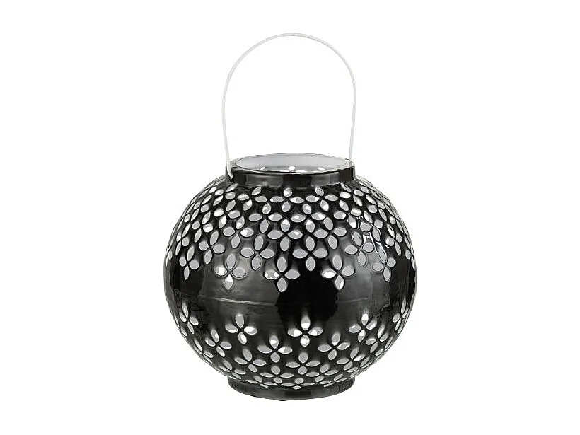 Lámpara de bola perforada de hierro negro 20x20x20cm