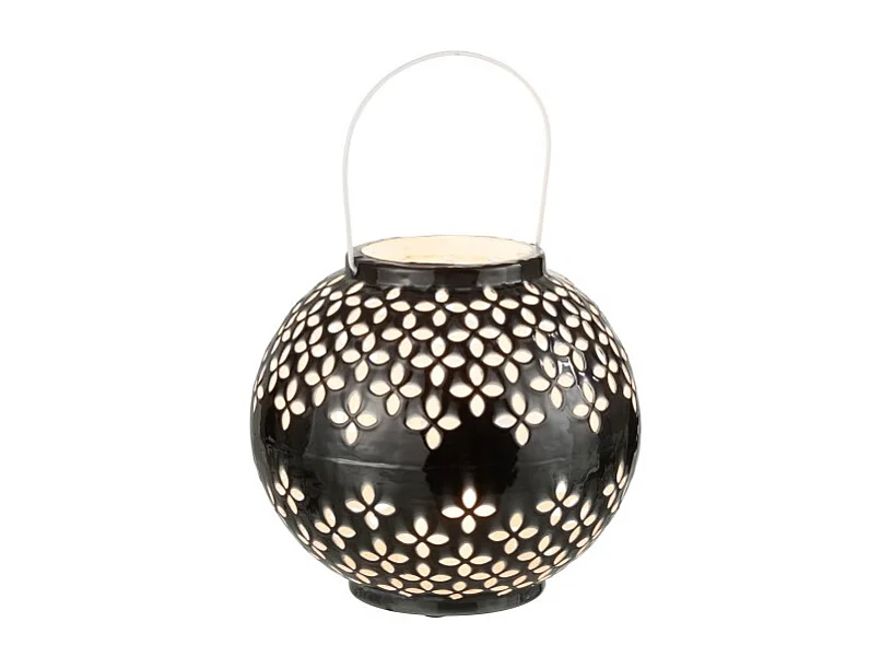 Lámpara de bola perforada de hierro negro 20x20x20cm