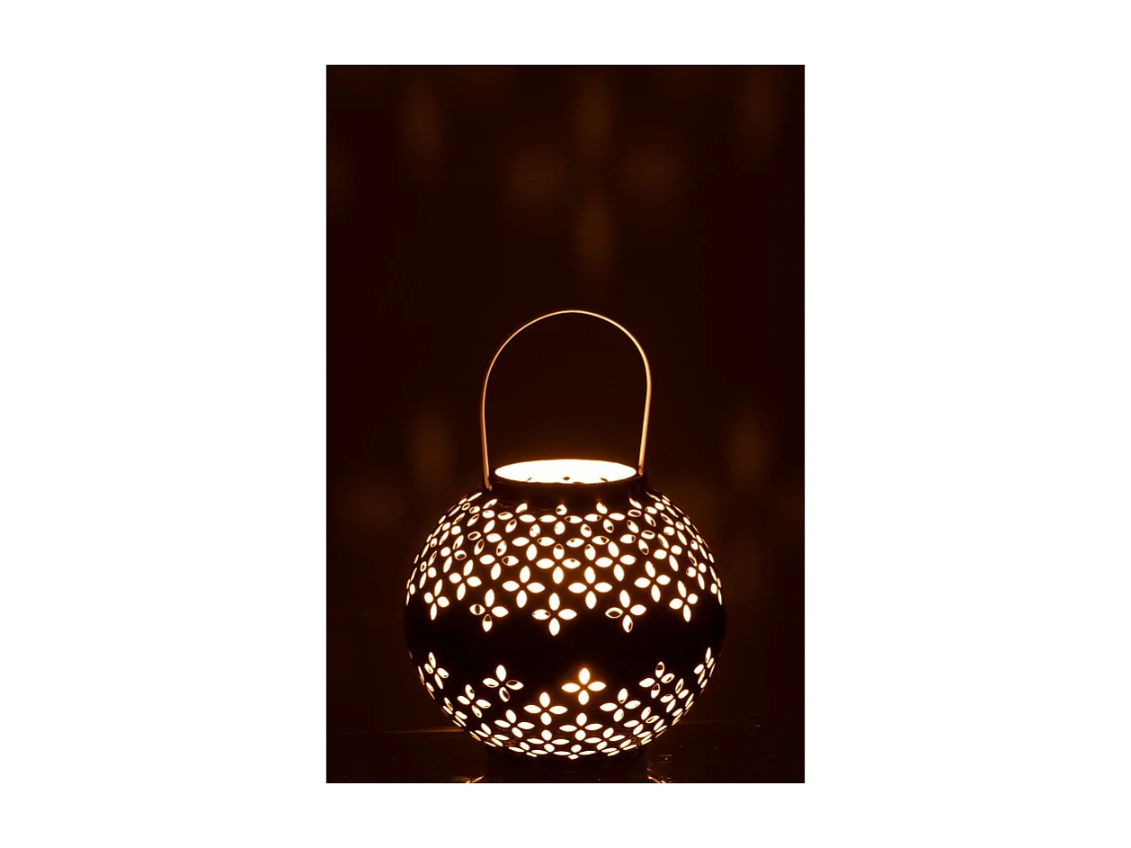 Lámpara de bola perforada de hierro negro 20x20x20cm