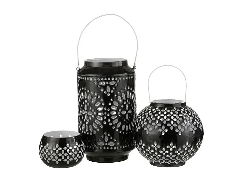 Lámpara de bola perforada de hierro negro 20x20x20cm