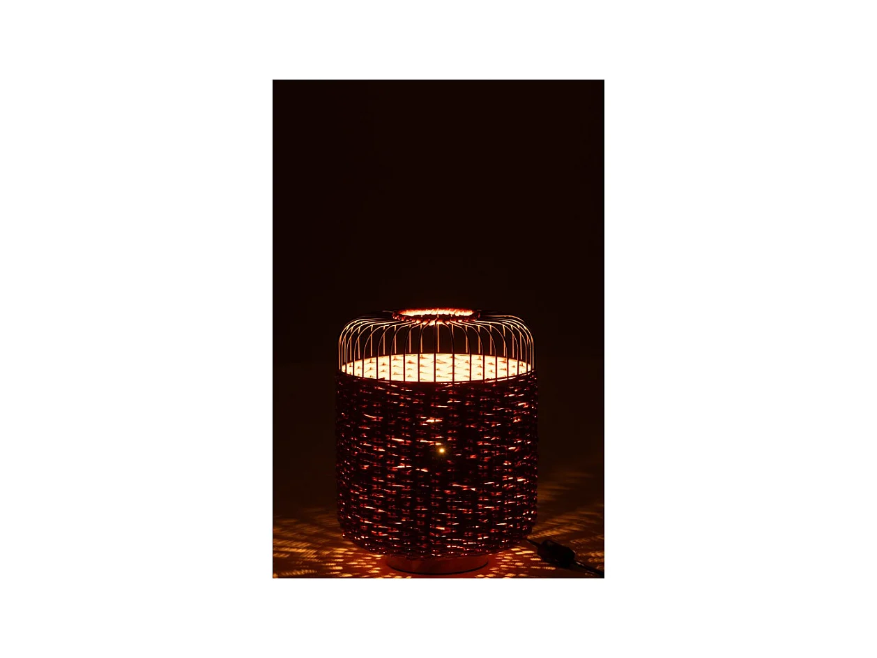 Lámpara de sobremesa de metal y fibra naranja 27x27x34.5 cm