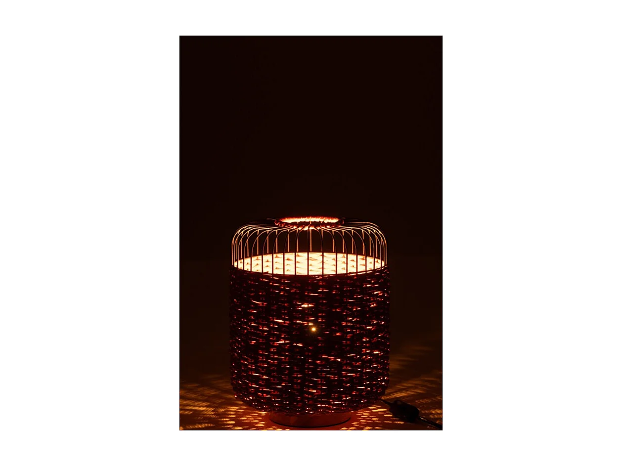 Lámpara de sobremesa de metal y fibra naranja 27x27x34.5 cm