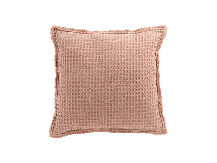 Cojín acolchado de algodón rosa claro de 50x50cm