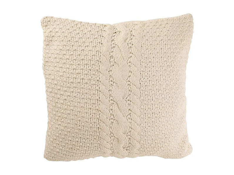 Cojín cuadrado de punto en algodón blanco 50x50x12 cm
