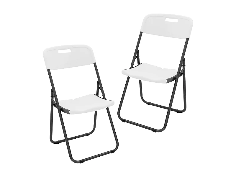 Lot de 2 chaises pliantes blanc mat/gris foncé structure métallique et assise en plastique HDPE supporte jusqu’à 200 kg peu encombrantes portable