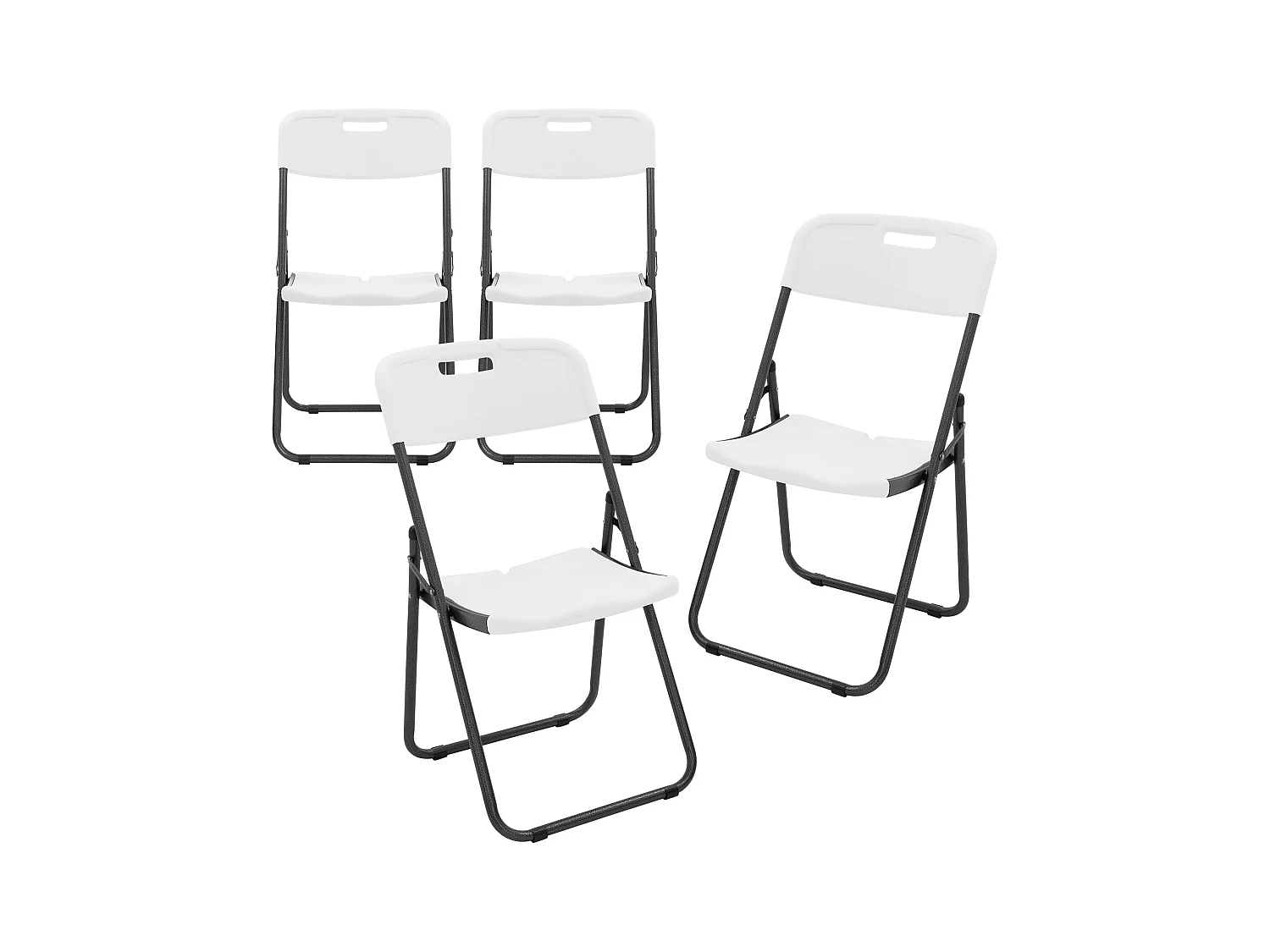 ECD Germany Set 4 sedie pieghevoli bianco opaco con telaio in metallo salvaspazio fino a 200 kg resistenti a uv e intemperie per giardino o balcone