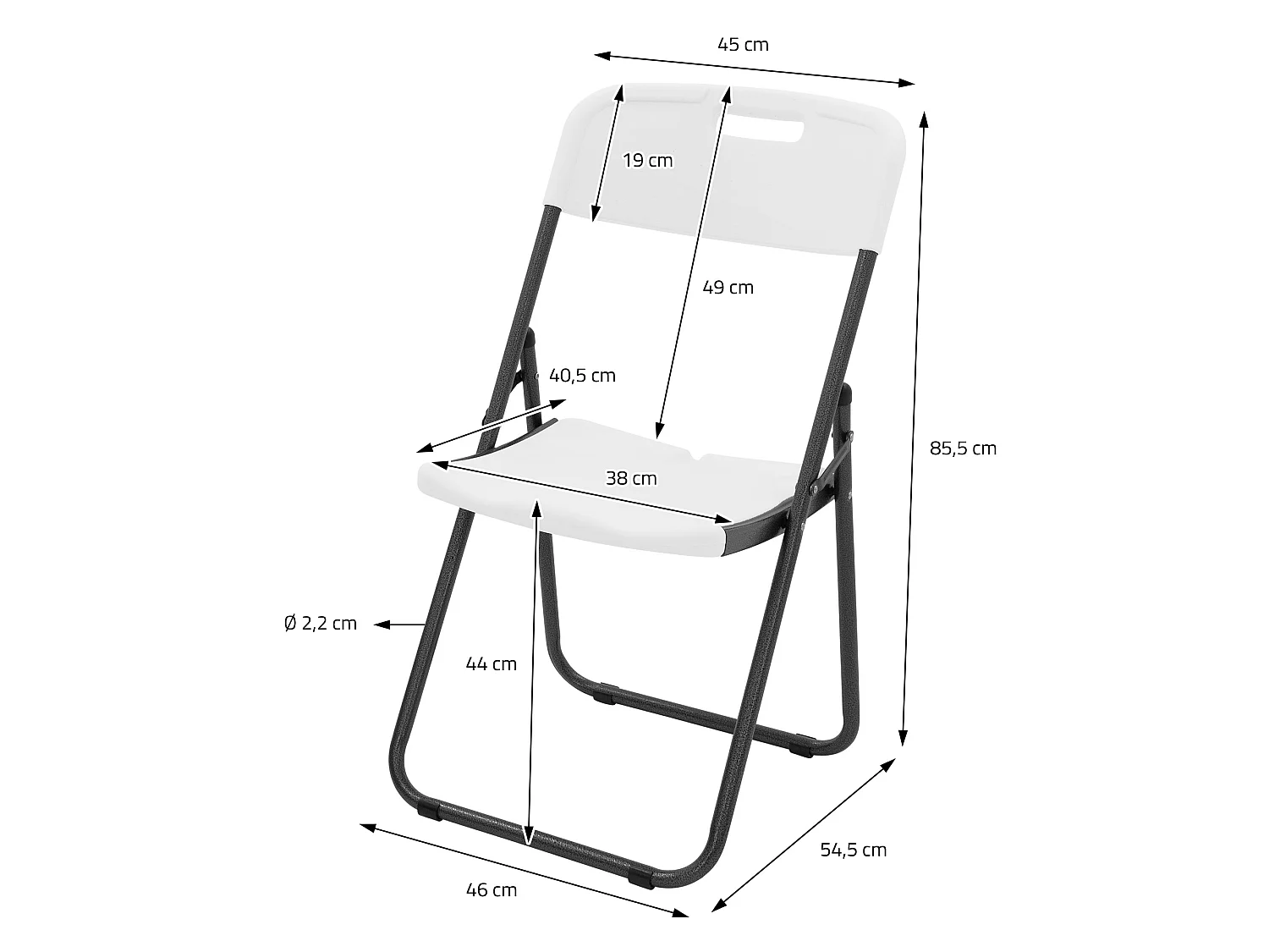 ECD Germany Set 4x sillas plegables para exterior, de metal y aspecto blanco mate, asiento de jardín para camping, terraza o patio, hasta 200kg