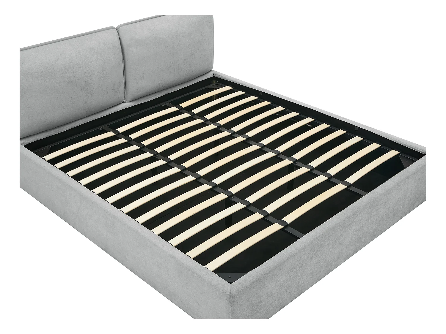 Bett mit Stauraum mit abnehmbarem Bezug – 180 x 200 cm – Stoff – Hellgrau + Matratze – TENESE