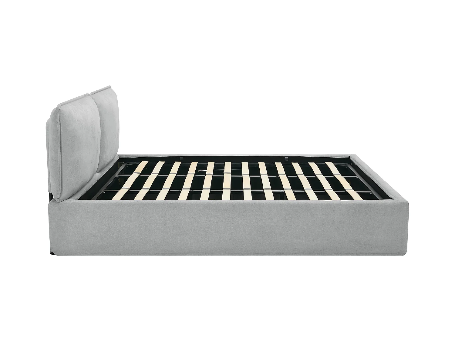 Bett mit Stauraum mit abnehmbarem Bezug – 180 x 200 cm – Stoff – Hellgrau + Matratze – TENESE