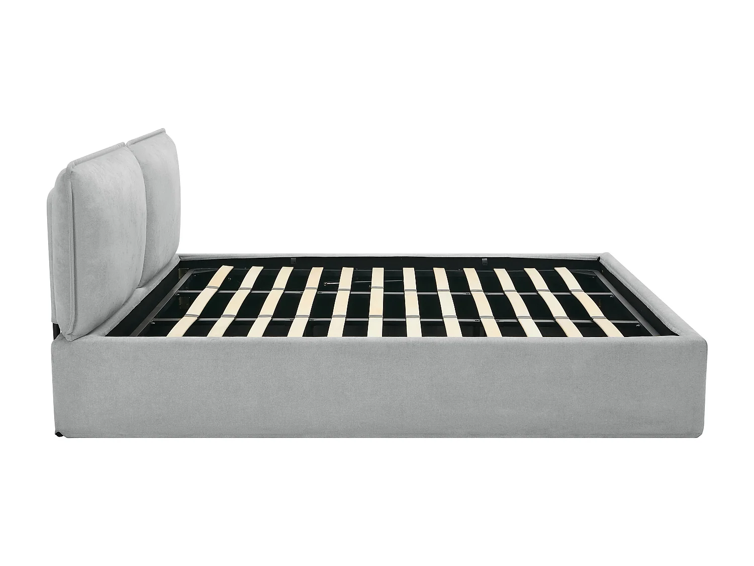 Lit coffre déhoussable 180 x 200 cm - Tissu - Gris clair + Matelas - TENESE