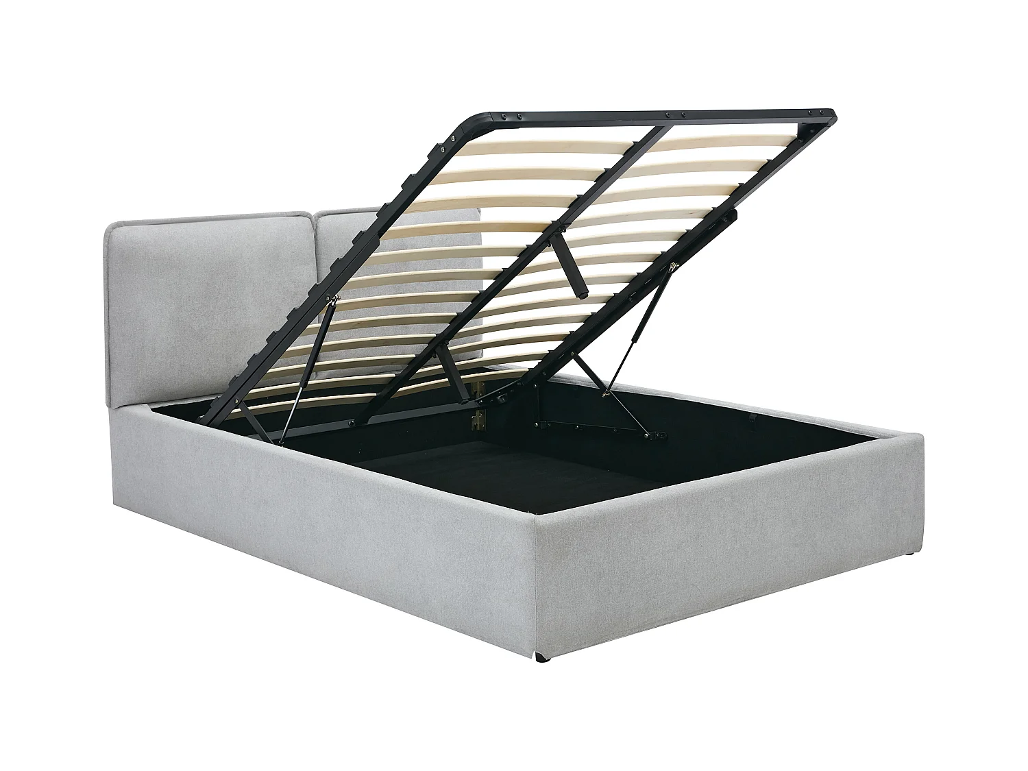 Lit coffre déhoussable 140 x 190 cm - Tissu - Gris clair + Matelas - TENESE
