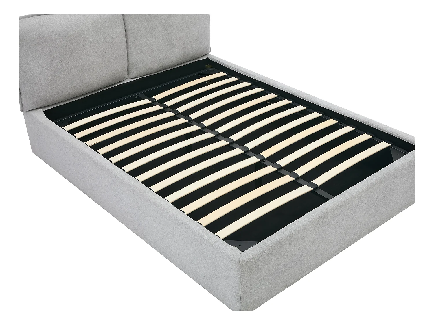 Lit coffre déhoussable 140 x 190 cm - Tissu - Gris clair + Matelas - TENESE