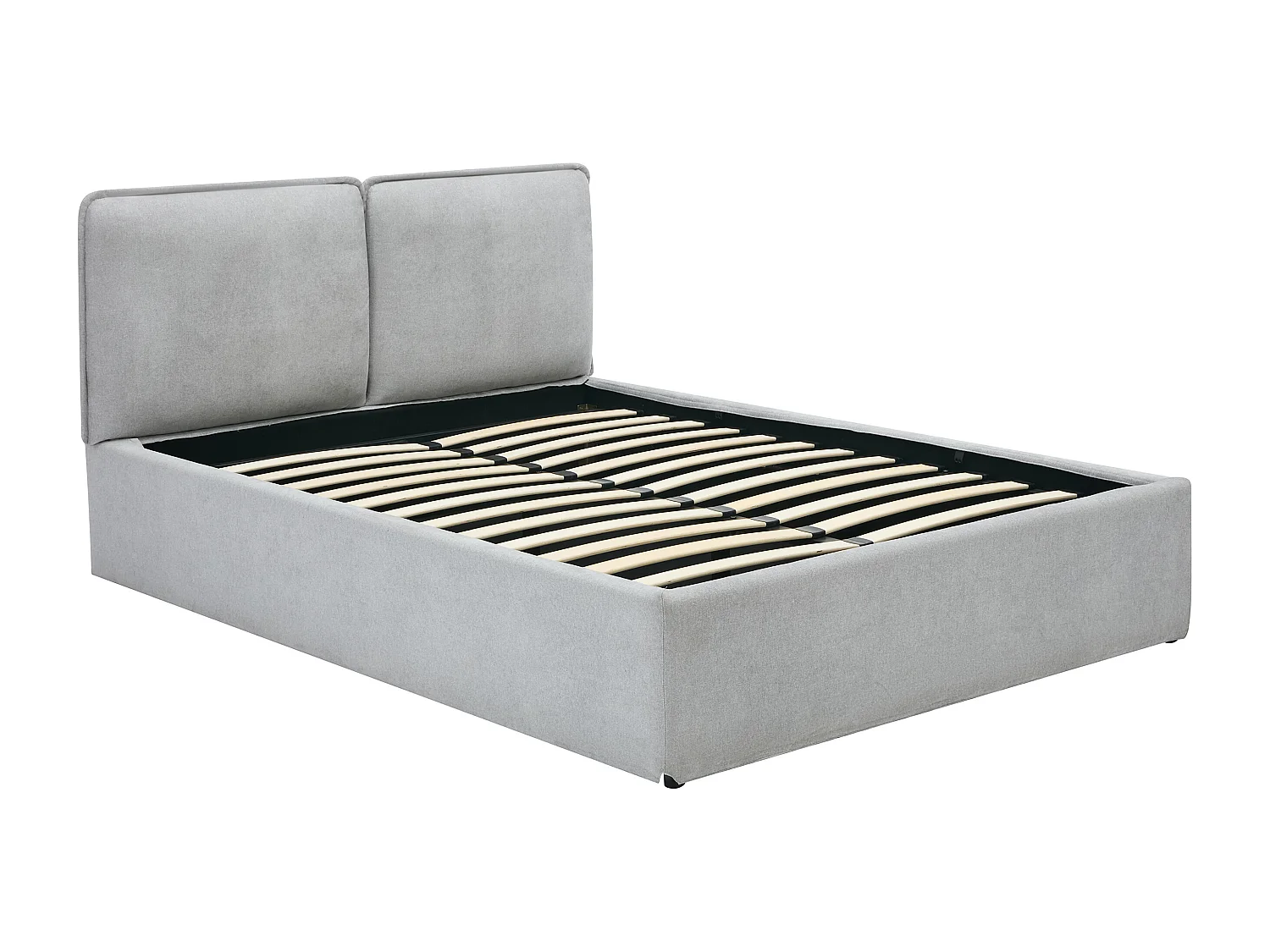 Lit coffre déhoussable 140 x 190 cm - Tissu - Gris clair + Matelas - TENESE