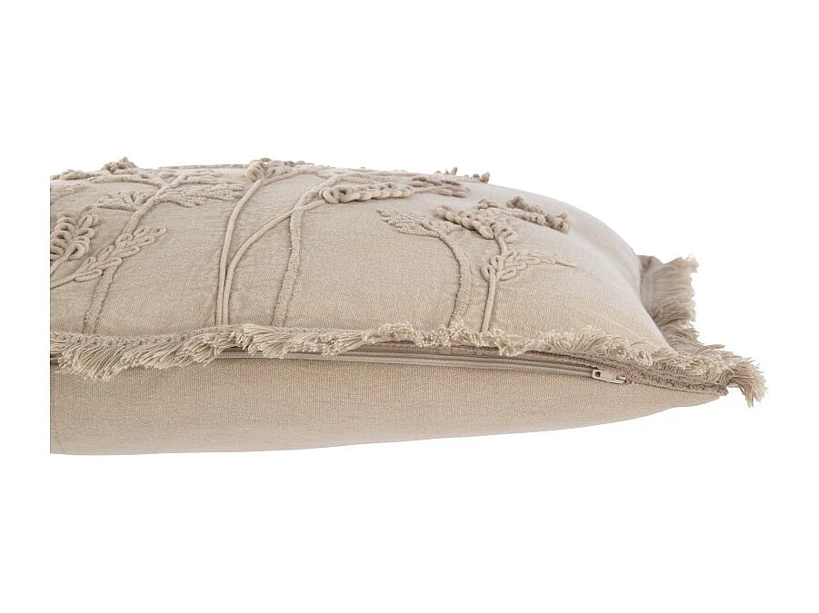 Cojín cuadrado de algodón gris con bordado 52x52x15 cm