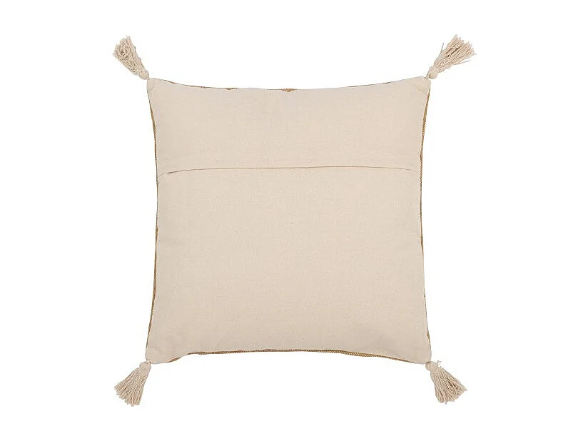 Cojín Triángulos+Flecos en Algodón/Lino/Poliéster Beige 50x15x50 cm