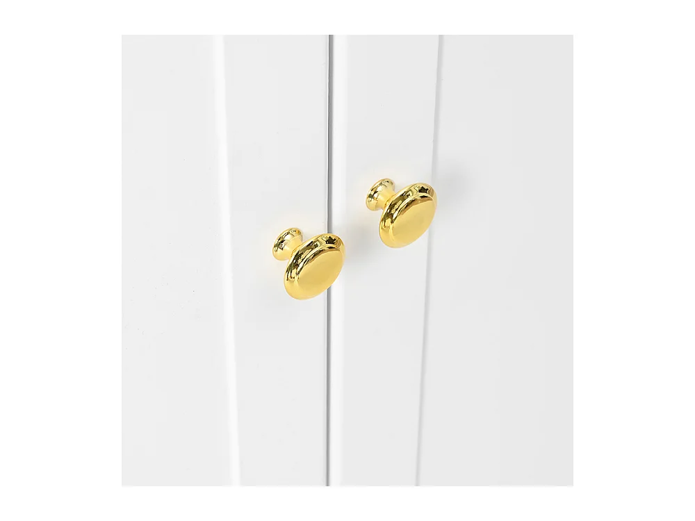 Meuble à chaussures 2 portes blanc étagères réglables poignées dorées