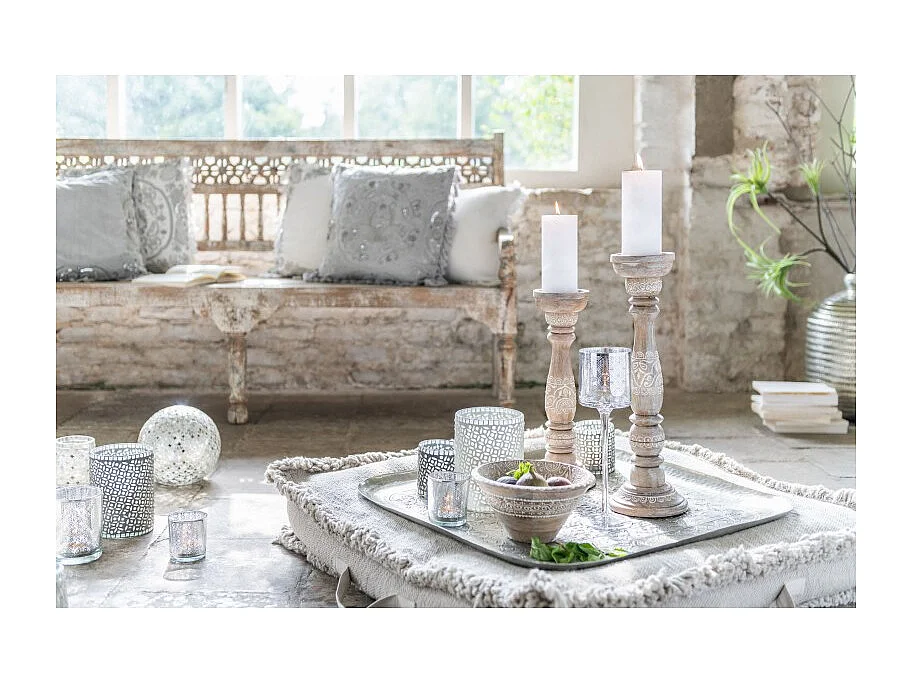 Cojín marroquí bordado con borlas terciopelo gris 45x45 cm