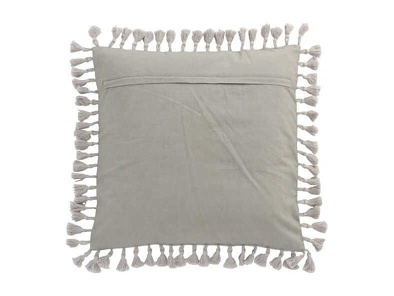 Cojín marroquí bordado con borlas terciopelo gris 45x45 cm