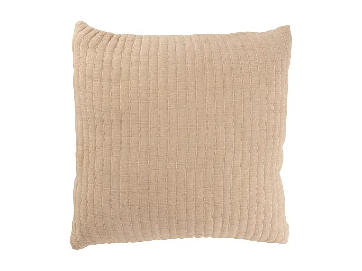 Cojín cuadrado con rayas en algodón beige 45x45x12 cm