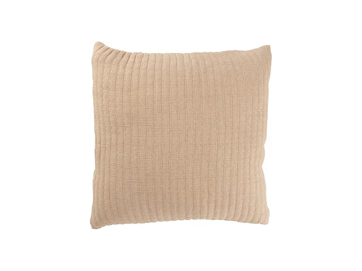 Cojín cuadrado con rayas en algodón beige 45x45x12 cm