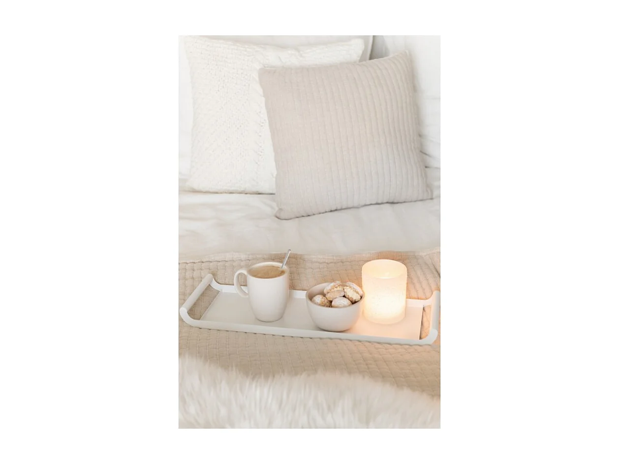 Cuscino quadrato con righe in cotone beige 45x45x12 cm