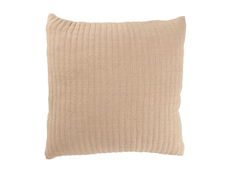 Cuscino quadrato con righe in cotone beige 45x45x12 cm