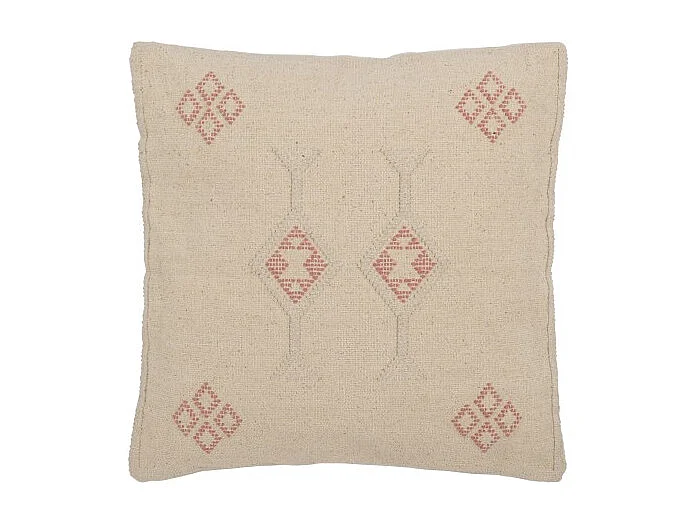 Cojín Diamantes+Flechas en Algodón/Lino/Poliéster Beige 45x15x45 cm