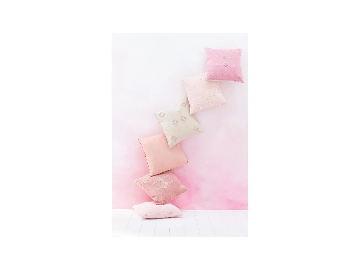 Cojín Diamantes+Flechas en Algodón/Lino/Poliéster Beige 45x15x45 cm