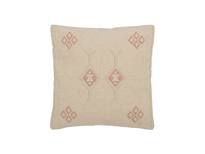 Cojín Diamantes+Flechas en Algodón/Lino/Poliéster Beige 45x15x45 cm