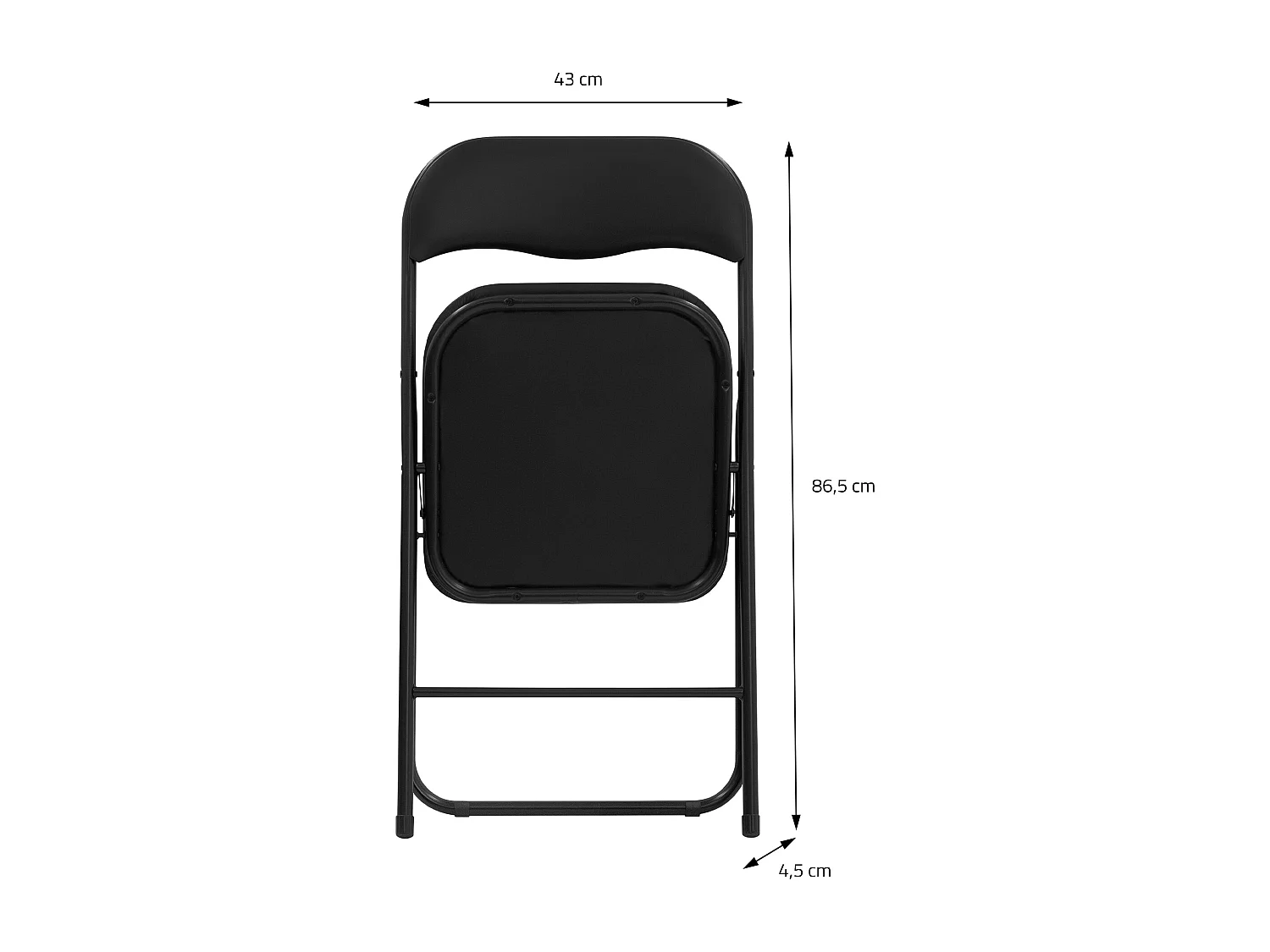 ECD Germany Set 4x sillas plegables de cuero sintético negro para exterior/interior, asiento de jardín o terraza con estructura de metal carga 110kg