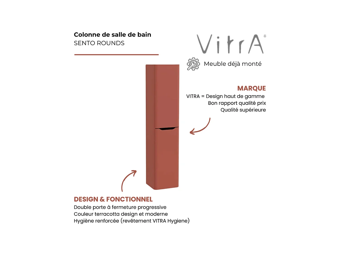 Colonne VITRA Sento Round 2 portes version droite Terracotta mat