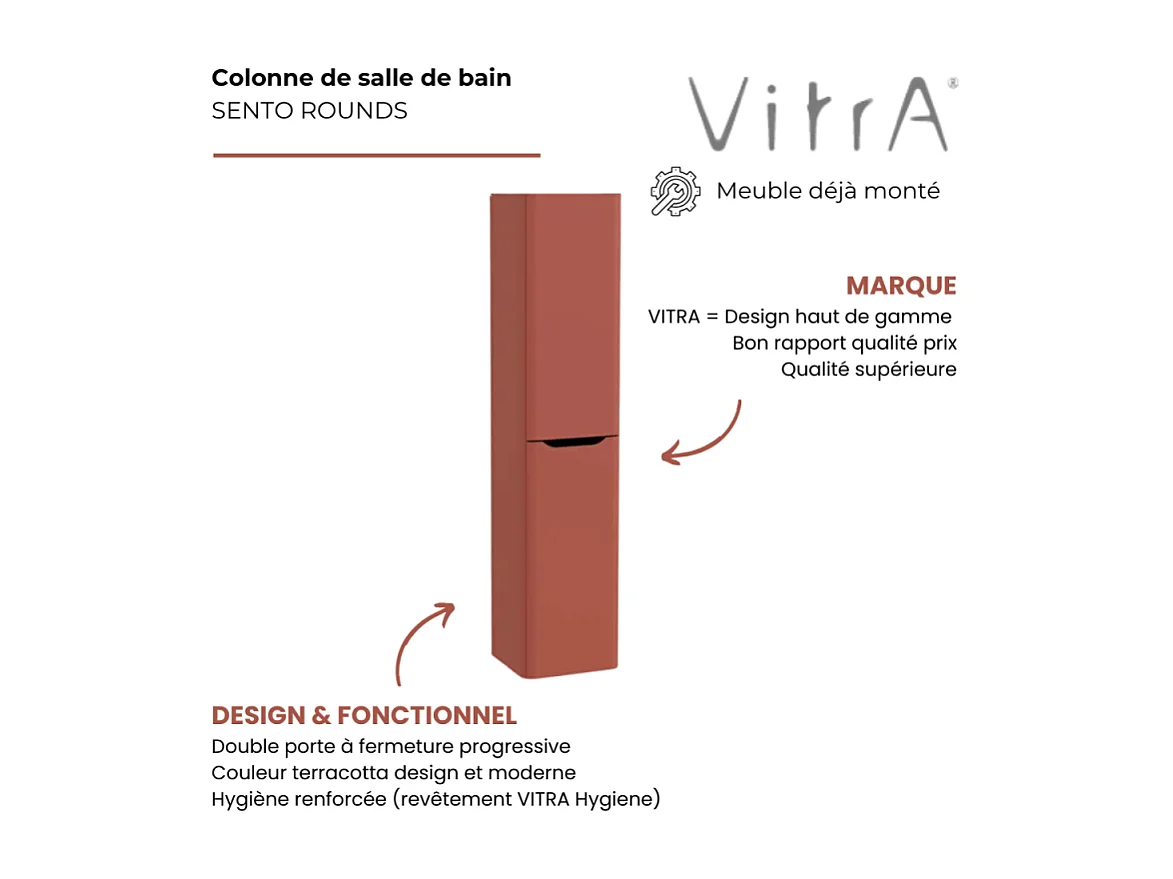 Colonne VITRA Sento Round 2 portes version gauche Terracotta mat