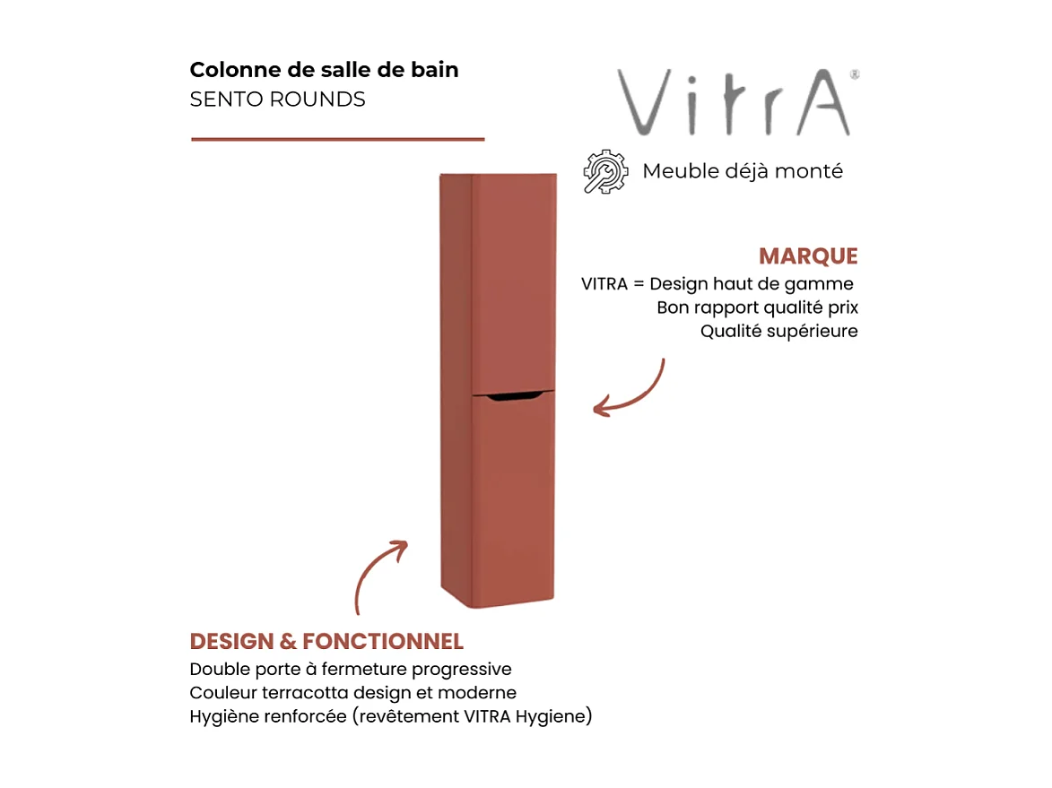 Colonne VITRA Sento Round 2 portes version gauche Terracotta mat