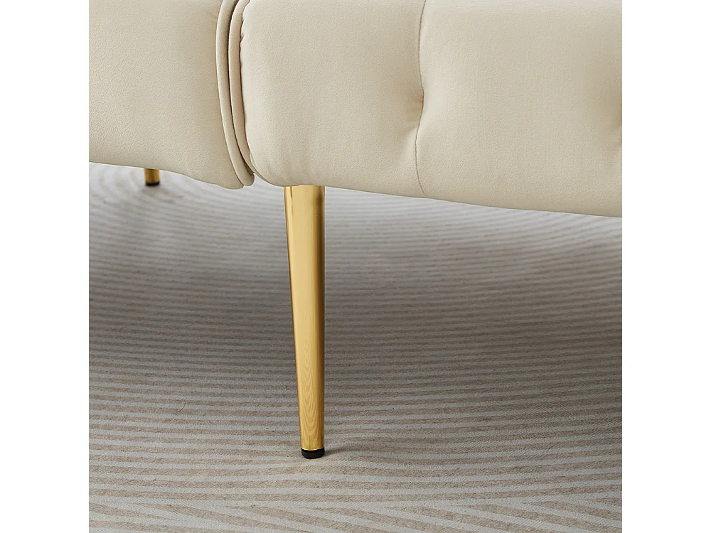 Canapé beige convertible deux places lit dossier réglable accoudoirs positions multiples pliant velours espace couchage généreux