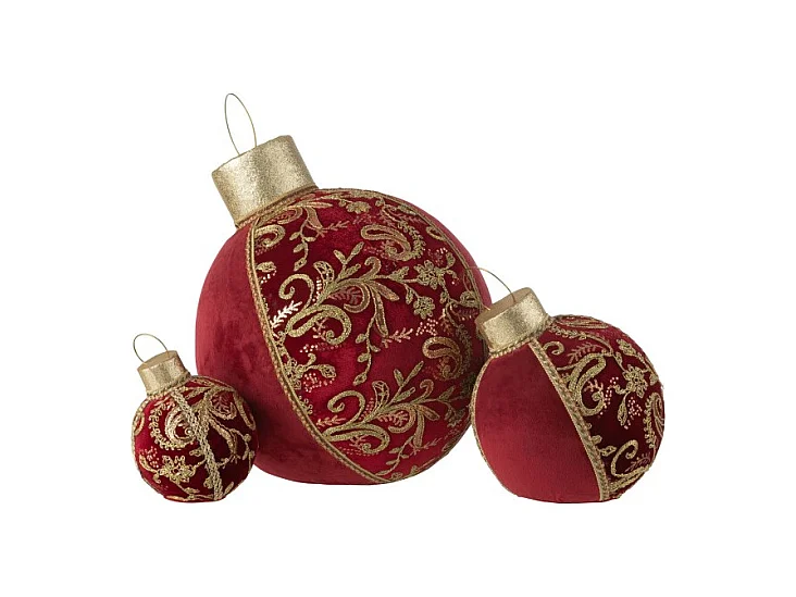 Bola decorativa de poliresina roja 40x40x51 cm