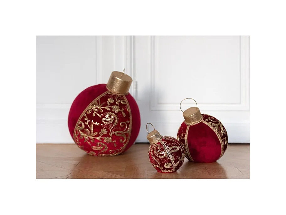 Bola decorativa de poliresina roja 40x40x51 cm